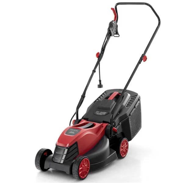 12 Amp Electric Corded Lawn Mower 13.5-Inch with Dual Safety Switches (Red)