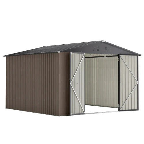 LMcenter's 10' X 10' Metal Storage Shed For Ourdoor, Steel Yard Shed With Design Of Lockable Doors, Utility And Tool